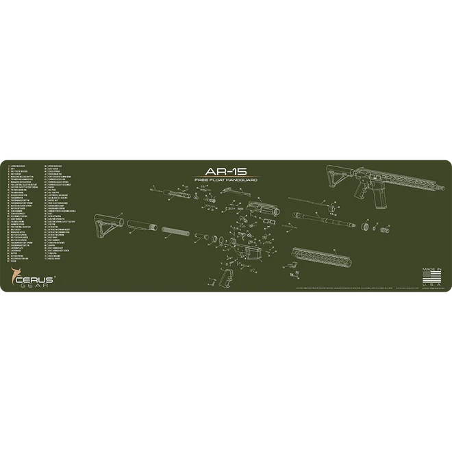 ProMat - AR - 15 Free Float Handguard Schematic Magnum Gun Mat - Cerus Gear