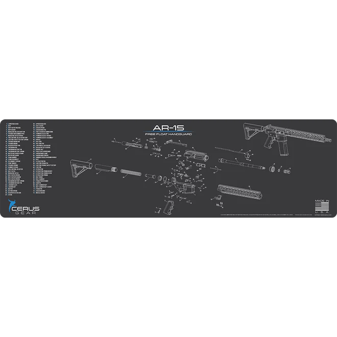 ProMat - AR - 15 Free Float Handguard Schematic Magnum Gun Mat - Cerus Gear