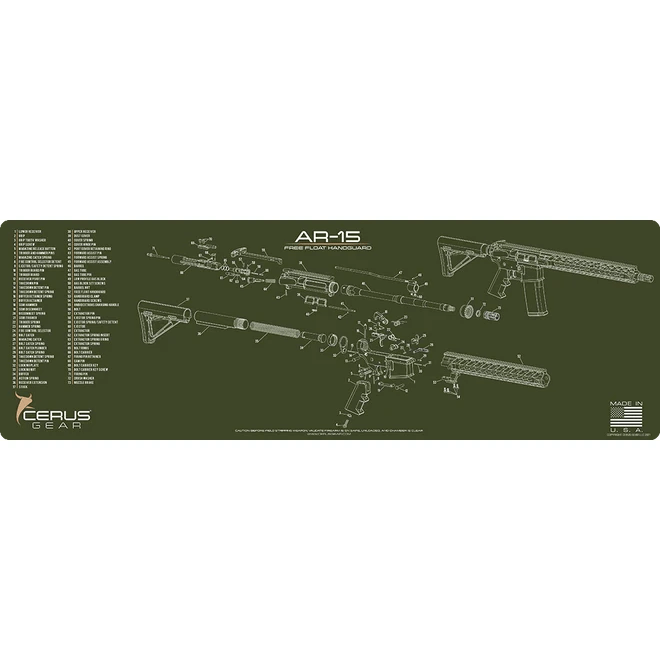 ProMat - AR - 15 Free Float Handguard Schematic Rifle Mat - Cerus Gear