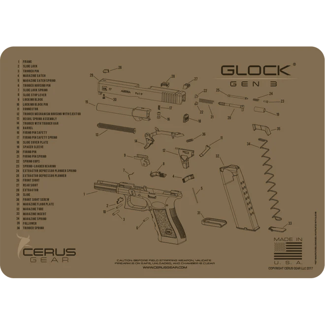 ProMat - GLOCK® Gen3 Schematic Handgun Mat - Cerus Gear