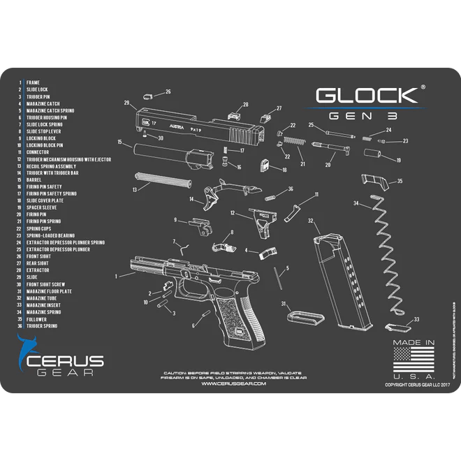 ProMat - GLOCK® Gen3 Schematic Handgun Mat - Cerus Gear