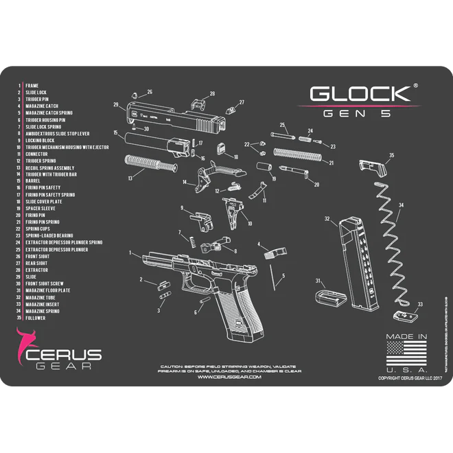 ProMat - GLOCK® Gen5 Schematic Handgun Mat - Cerus Gear