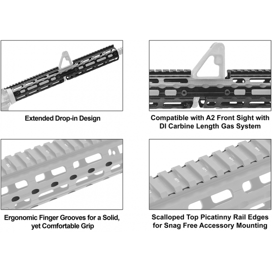 UTG PRO® AR15 Super Slim Drop - In M - LOK® Handguard, 15" Carbine - Leapers, Inc.