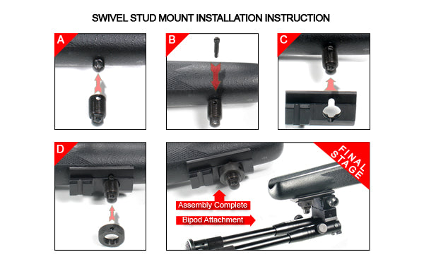 UTG® Shooter's SWAT Bipod, Rubber Feet, 15,7 - 17 cm (6.2"-6.7")