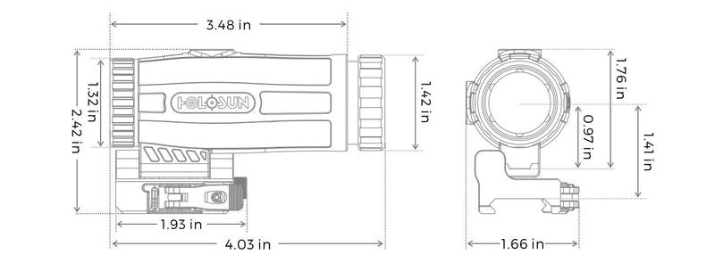 Holosun HM3X Magnifier/Flip & QD Mount - Holosun